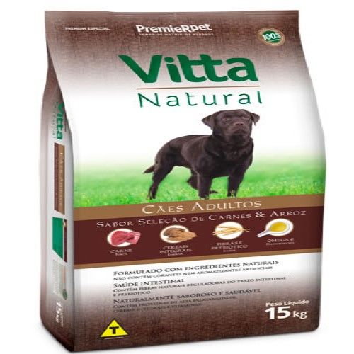 Ração Seca Vitta Natural Carne e Arroz para Cachorros Adultos