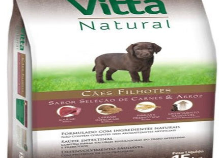 Ração Seca Vitta Natural Carne e Arroz para Cachorros Filhotes