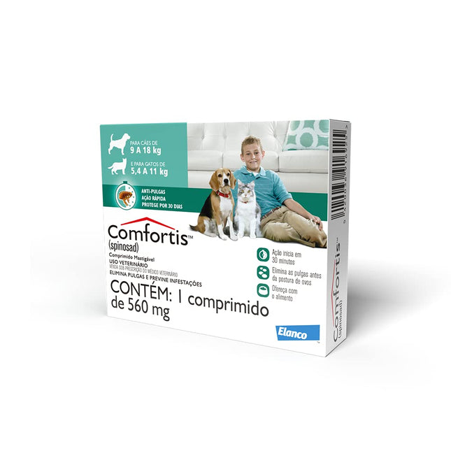 Comfortis 560 mg – Comprimido Mastigável Antipulgas (9–18 kg)