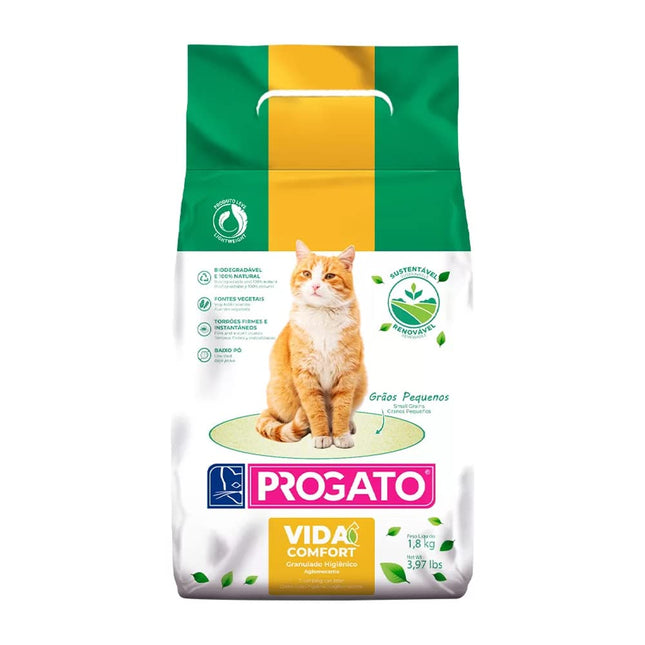 Areia Progato Vida Comfort – Areia Higiênica Biodegradável para Gatos 10 kg