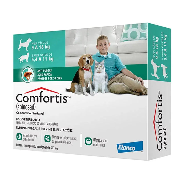 Comfortis 560 mg – Comprimido Mastigável Antipulgas (9–18 kg)
