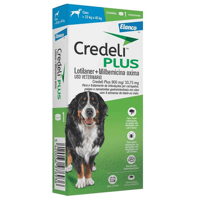 Credeli Plus 900 mg – Antiparasitário Oral para Cães de 22–45 kg