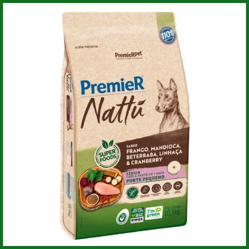 Ração Seca Premier Nattu Mandioca para Cachorros Adultos de Porte Pequeno Sênior