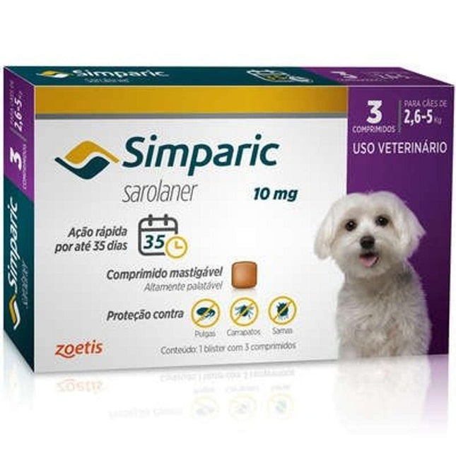 Simparic 10 mg (2,6–5 kg) – Comprimido mastigável