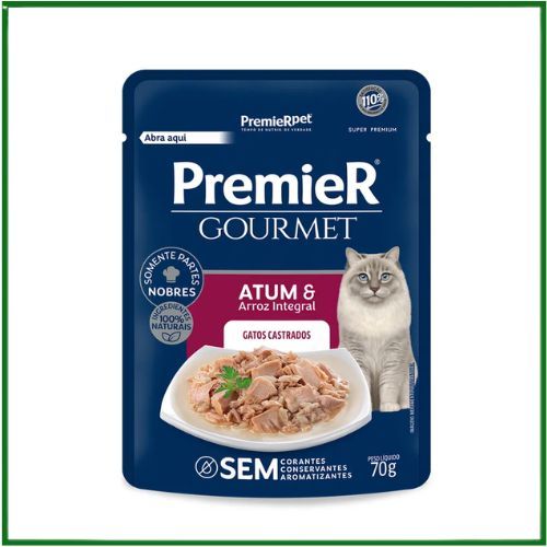Ração Úmida Premier Gourmet Atum para Gatos Adultos Castrados