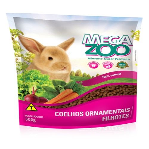 Ração Seca Mega Zoo para Coelhos Filhotes Ornamentais