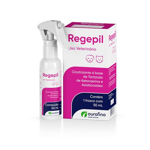 Solução Dermatológica Ourofino Regepil 50ml para Cachorros e Gatos