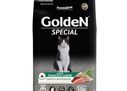 Ração Seca Golden Special Frango e Carne para Gatos Adultos Castrados