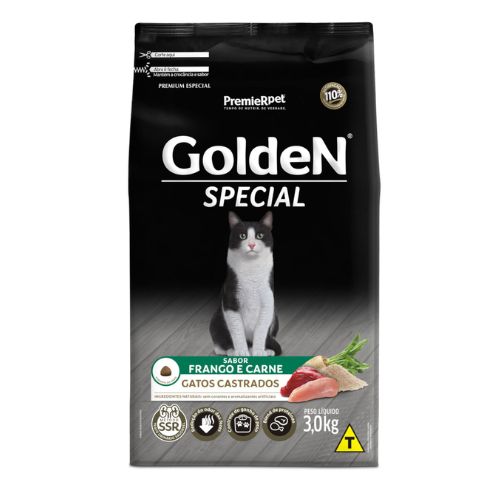Ração Seca Golden Special Frango e Carne para Gatos Adultos Castrados