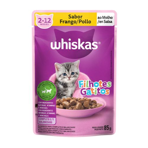 Ração Úmida Whiskas Filhote Frango para Gatos Filhotes
