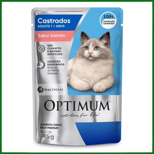 Ração Úmida Optimum Salmão para Gatos Adultos Castrados