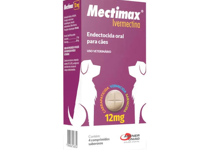 Mectimax Ivermectina 12 mg – 4 comprimidos para cães