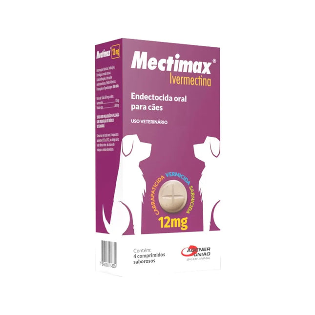 Mectimax Ivermectina 12 mg – 4 comprimidos para cães