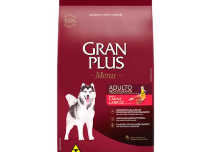 Ração GranPlus Menu Adultos 15 kg – Carne e Arroz / Frango e Arroz