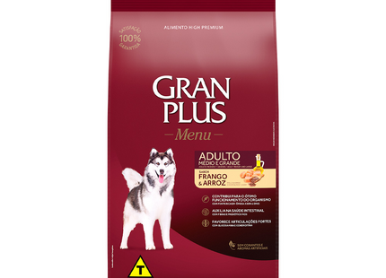 Ração GranPlus Menu Adultos Frango e Arroz