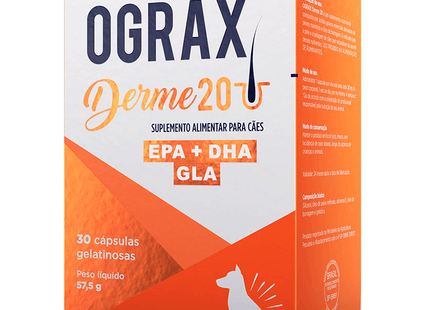Ograx Derme 20 – Suplemento para Pele e Pelagem de Cães e Gatos – 30 Cápsulas