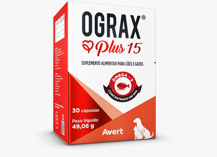Ograx Plus 15 – Suplemento Ômega‑3 para Cães e Gatos – 30 Cápsulas
