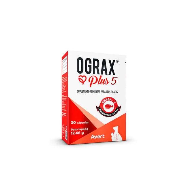 Ograx Plus 5 – Suplemento Ômega‑3 para Cães e Gatos (30 Cápsulas)