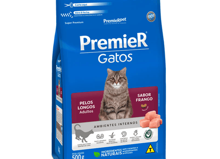 Premier Gatos Adultos Pêlos Longos Sabor Frango
