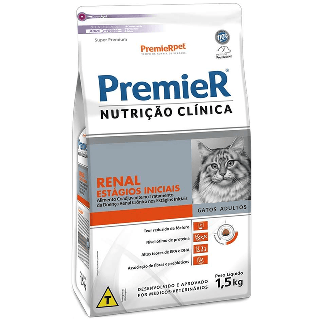 PremieR Nutrição Clínica Renal Gatos Adultos Estágios Iniciais