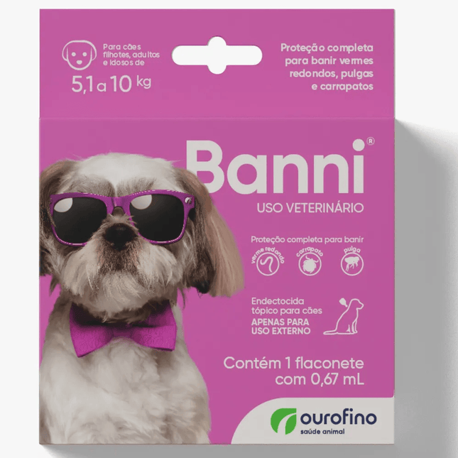 Banni® 0,67 mL – Antiparasitário Tópico para Cães de 5,1 a 10 kg