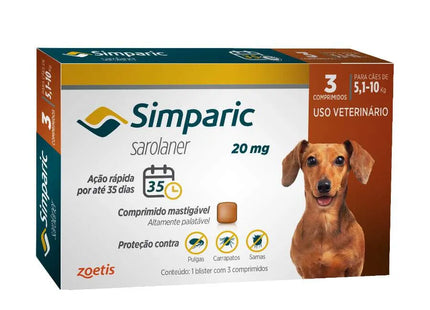Simparic 20 mg (5,1–10 kg) – Comprimido mastigável