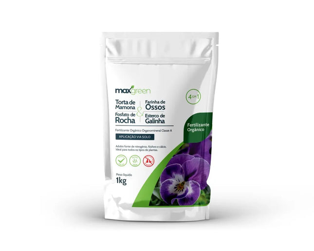 Maxgreen Mamona + Osso + Esterco + Fosfato 1 kg – Fertilizante Orgânico Completo