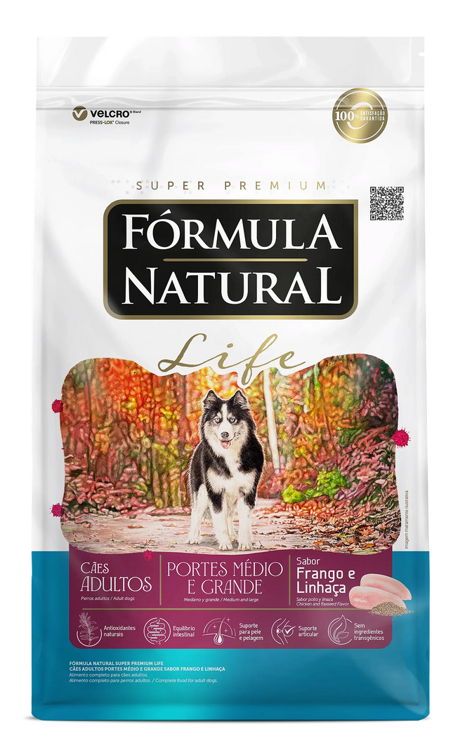 Ração Fórmula Natural Life Adulto Médio e Grande Super Premium 15 kg