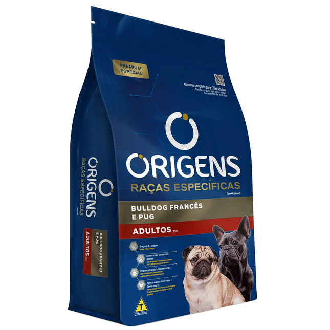 Origens Ração Seca Adulto Premium Raças Específicas -nBulldog Francês-Pug