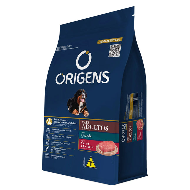 Origens Ração Seca Cães Adultos Raças Grandes - Carne e Cereais