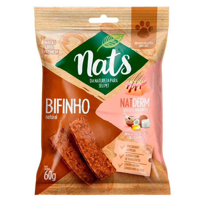 Bifinho Natural Nats NatDerm 60 g – Petisco Funcional para Pele & Pelo
