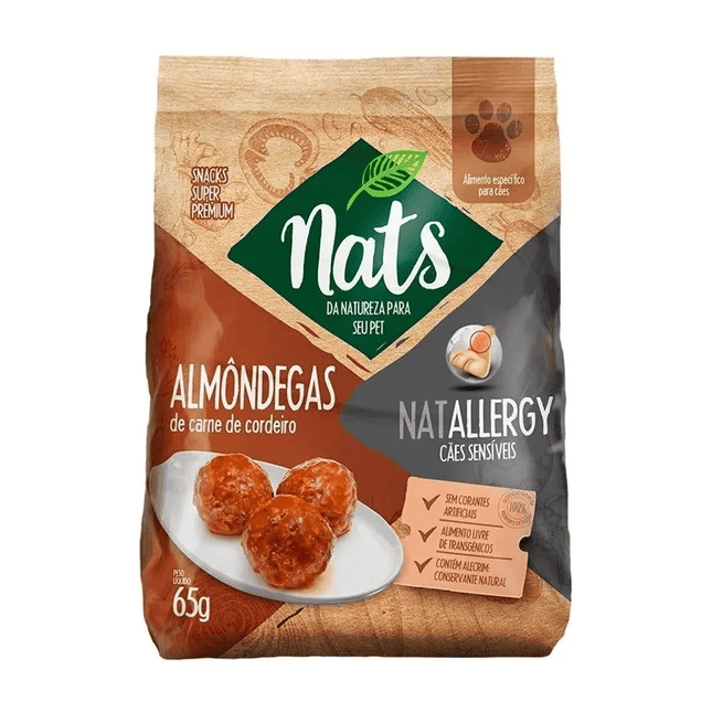 Almôndegas NatAllergy 65 g – Snack Cordeiro para Cães Sensíveis