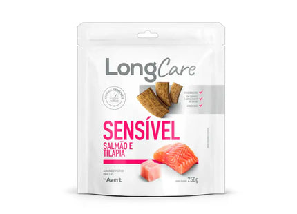 LongCare Sensível Sabor Salmão e Tilápia – Petisco Funcional para Cães