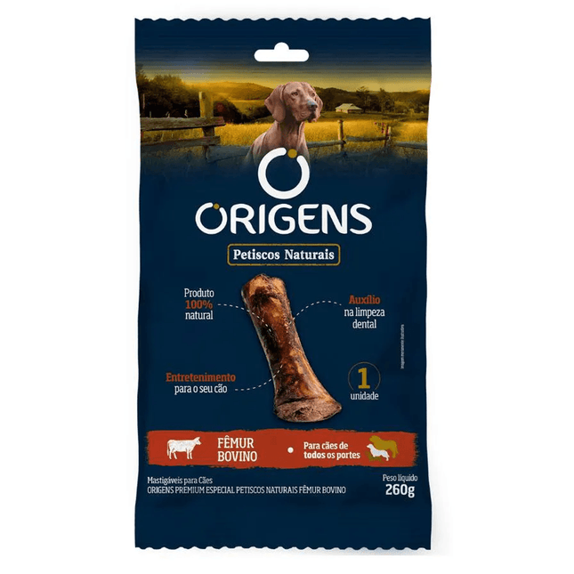 Petisco Natural Origens Fêmur Bovino para Cães 180 g