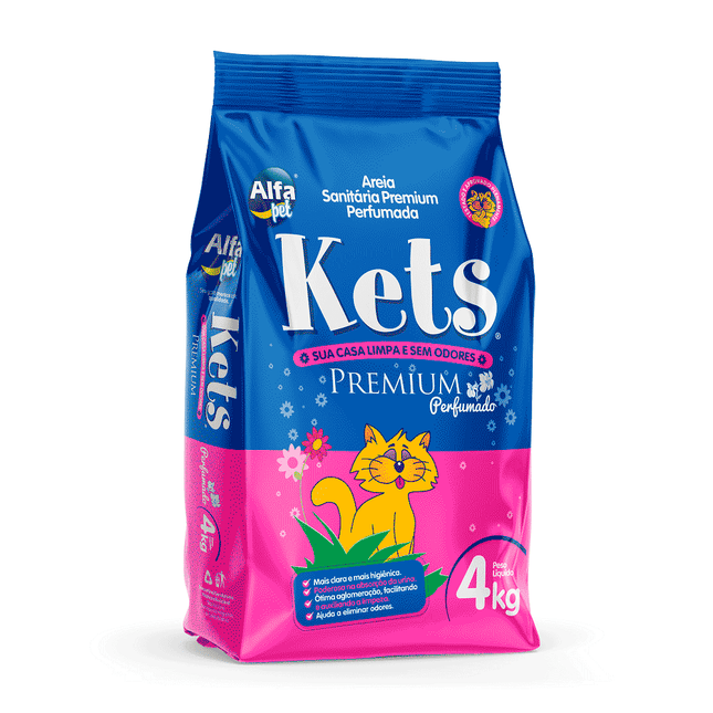 Areia Sanitária Kets Premium Perfumada – 4 kg e 12 kg