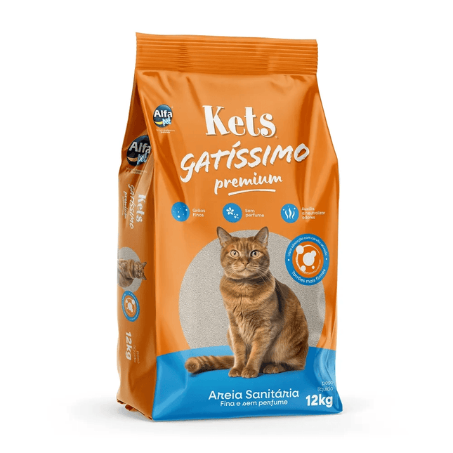 Areia Sanitária Kets Gatíssimo Sem Perfume – 4 kg e 12 kg
