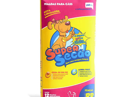 Fralda Descartável Super Secão para Cães Fêmeas – 12 Unidades