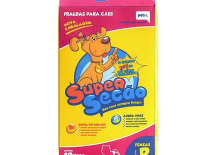 Fralda Descartável Super Secão para Cães Fêmeas – 12 Unidades
