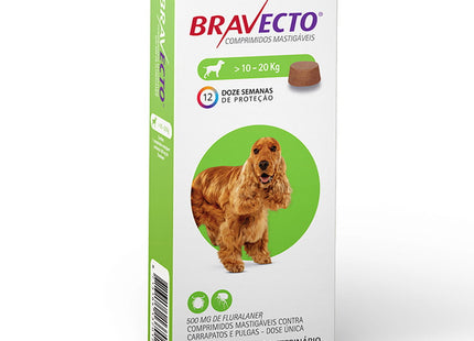 Bravecto 500 mg – Comprimido Mastigável para Cães (10–20 kg)