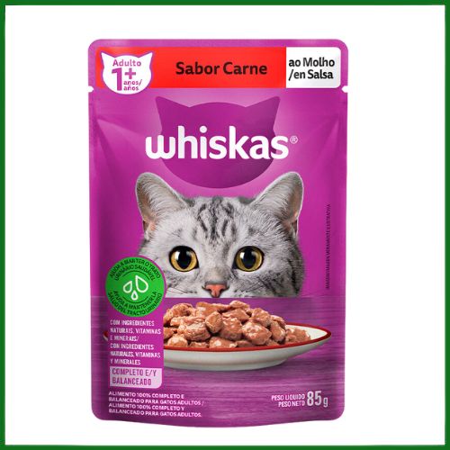 Ração Úmida Whiskas Carne para Gatos Adultos