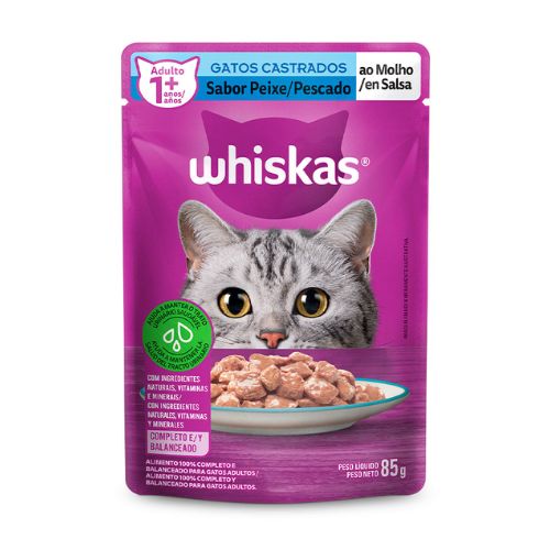 Ração Úmida Whiskas Peixe para Gatos Castrados