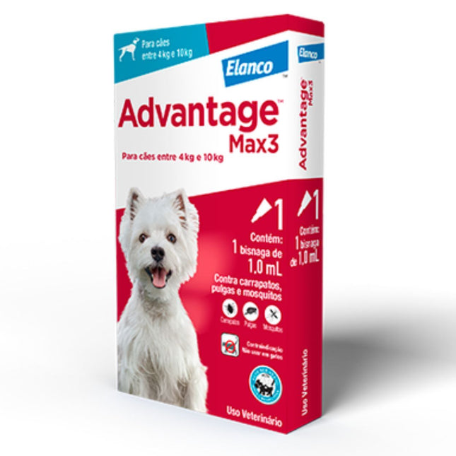 Advantage Max3 1ml para Cães de 4 á 10kg