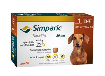 Simparic 20 mg (5,1–10 kg) – Comprimido mastigável