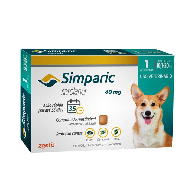 Simparic 40 mg (10,1–20 kg) – Comprimido mastigável