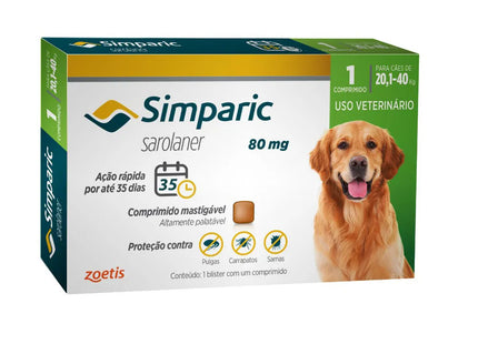 Simparic 80 mg (20,1–40 kg) – Comprimido mastigável