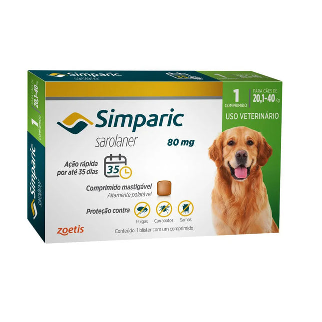 Simparic 80 mg (20,1–40 kg) – Comprimido mastigável