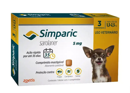 Simparic 5 mg (1,3–2,5 kg) – Comprimido mastigável