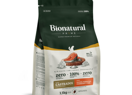 Ração Seca Bionatural Prime Salmão para Gatos Castrados