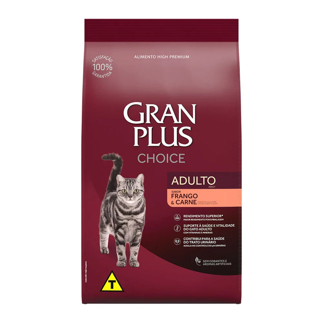 Ração GranPlus Choice Gatos Adultos Frango e Carne 10,1 kg