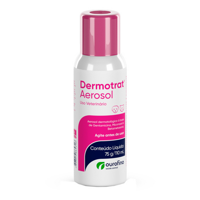 Solução Dermatológica Ourofino Dermotrat Aerosol 110ml para Cães e Gatos
